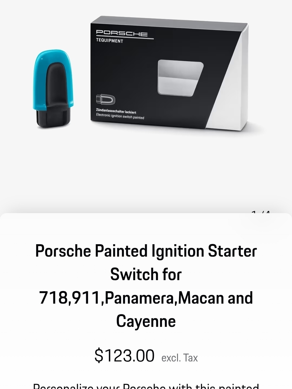 Porsche Painted Ignition Starter Switch - Miami Blue